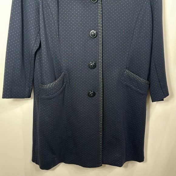 CAbi Carriage button front jacket navy blue dotted long  5658 size large - Picture 3 of 11